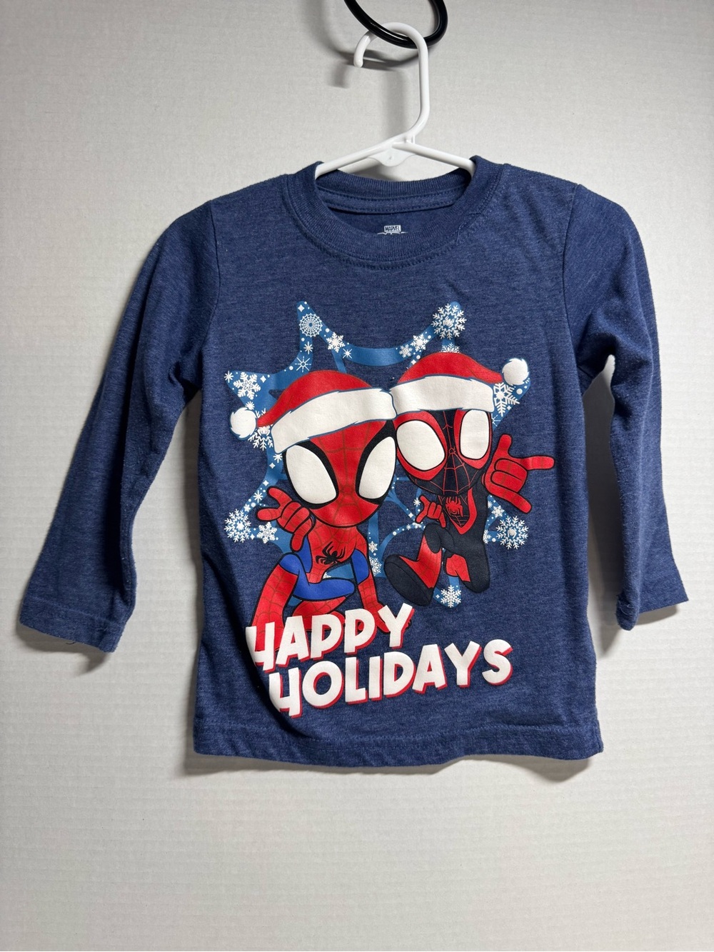 Marvel Navy Blue 'Happy Holidays' Spider-Man Duo Long Sleeve Tee